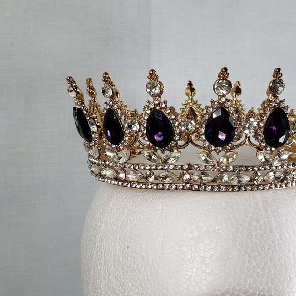Signed K & K Luxury Retro Purple Crystal Bridal Crown Baroque Rhinestone Tiaras main image 14